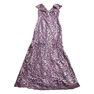 Tadashi Shoji Plum Formal Lade and Sequin Long Dress